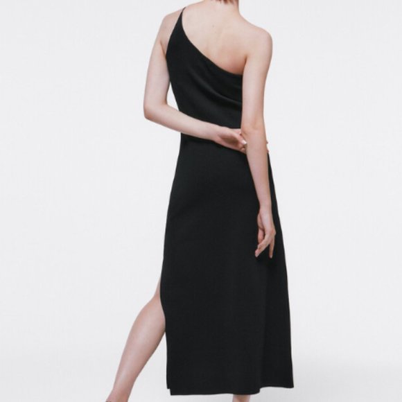 Massimo Dutti Knit Dress with Asymmetric Neckline - Size XS - Picture 2 of 8